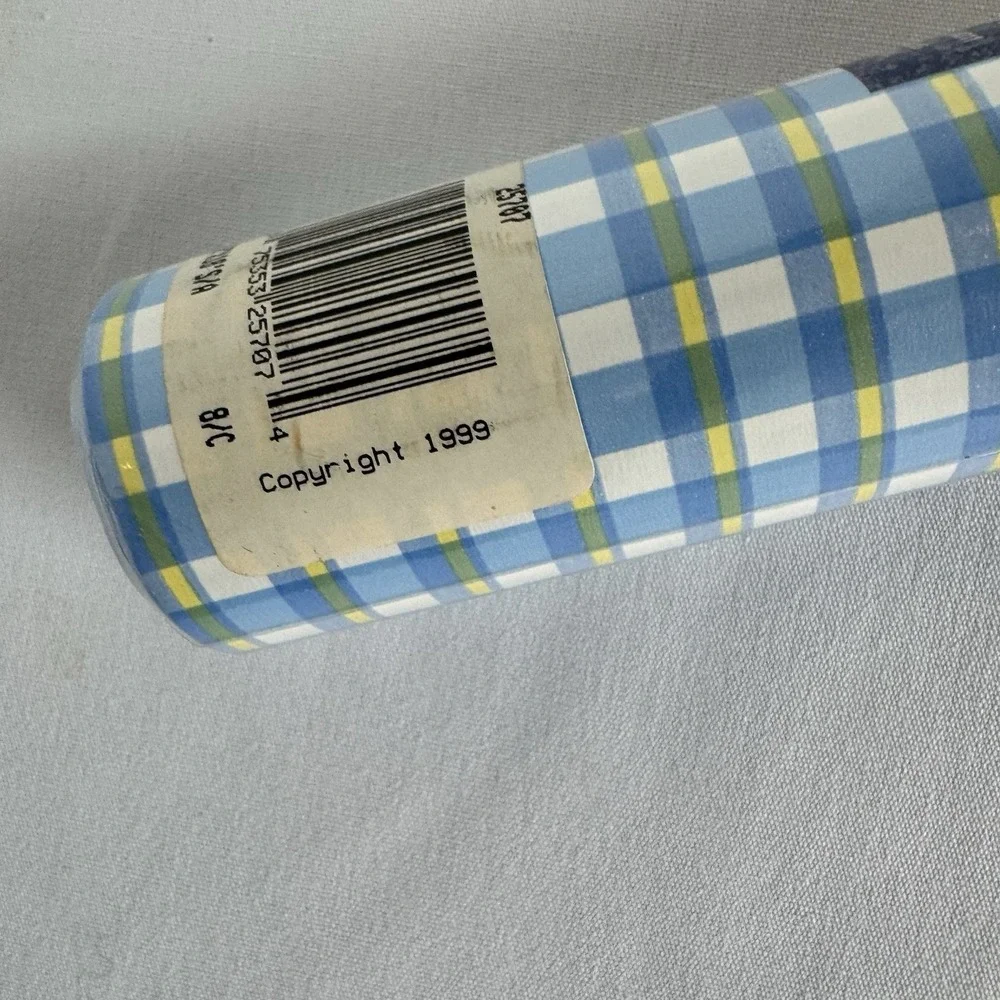 Vintage 1999 Manco Easy Liner Self Adhesive Shelf Liner Blue Plaid 12